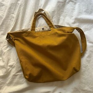 BAGGU Deadstock Ochre Yellow & Cream Duck Tote Bag GUC
